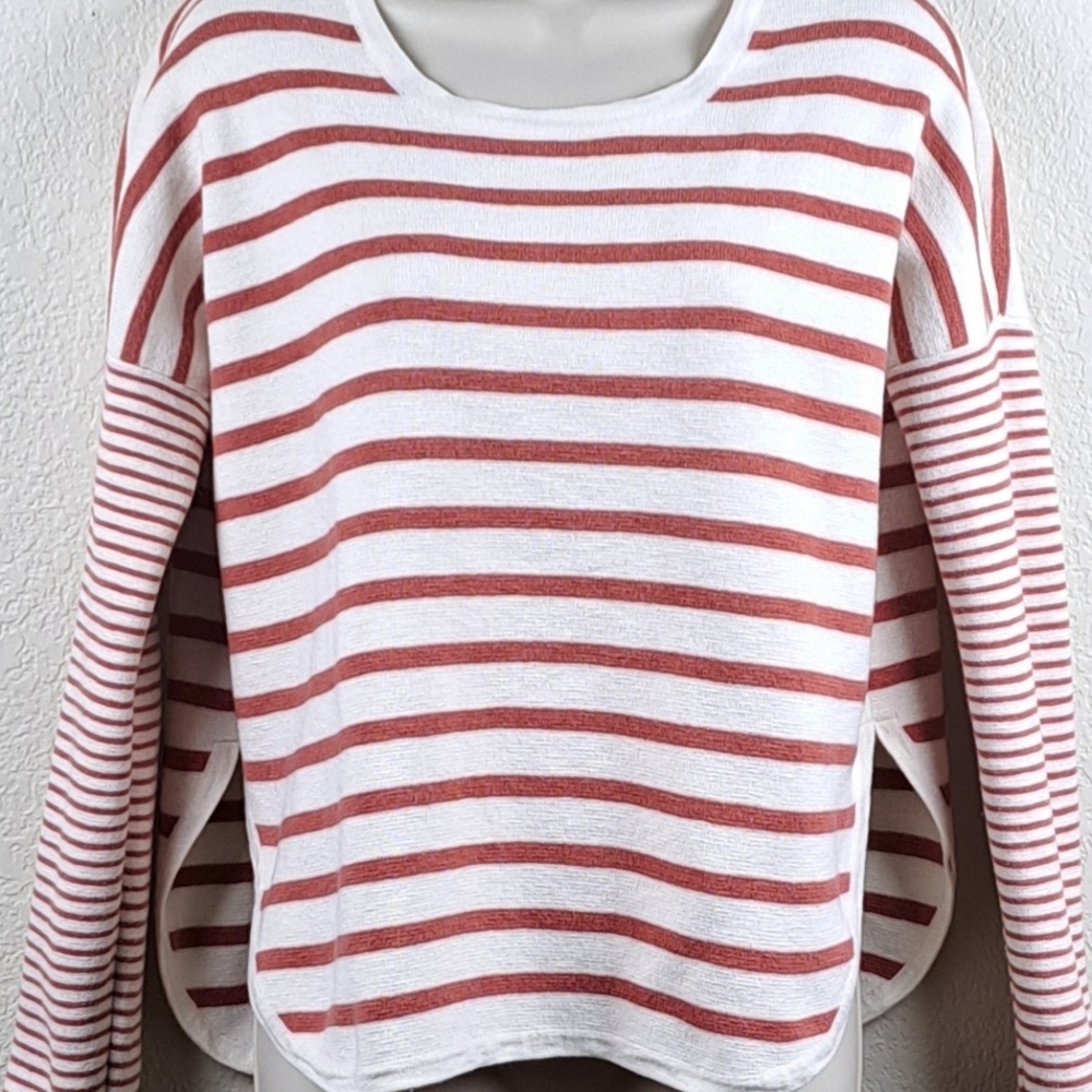 Madewell Breton Stripe Curved Hem Sweater Side Slit Relaxed Fit XS - Picture 1 of 8